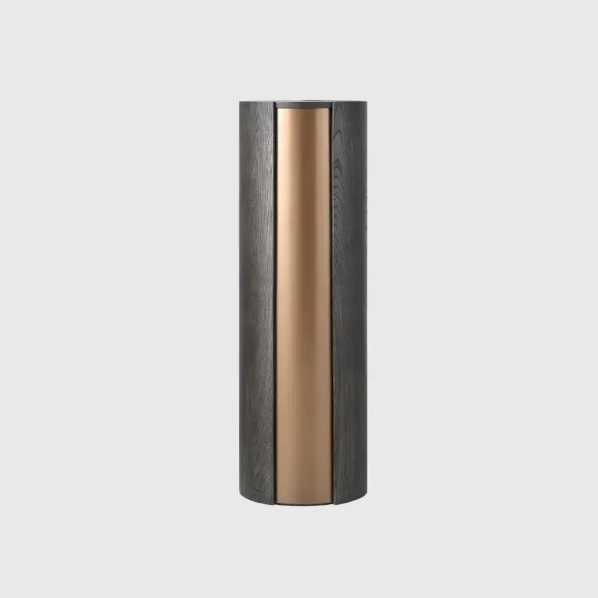 Huggel Round Pedestal Chocolate Oak, Chocolate Oak finish