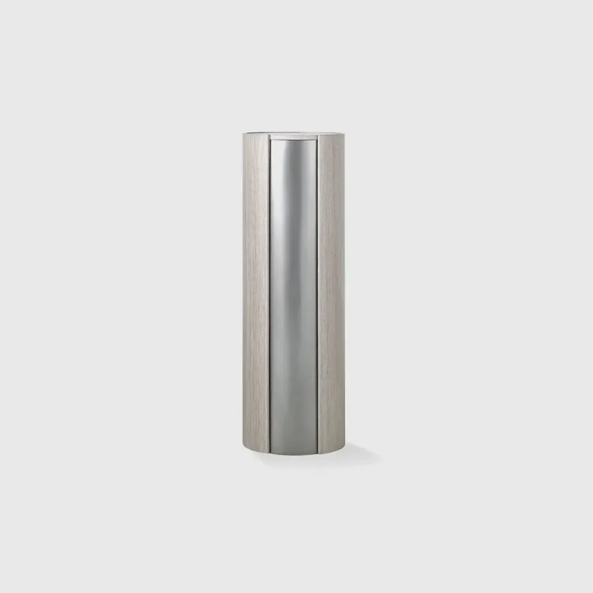 Huggel Round Pedestal, Cream Engineered Veneer finish