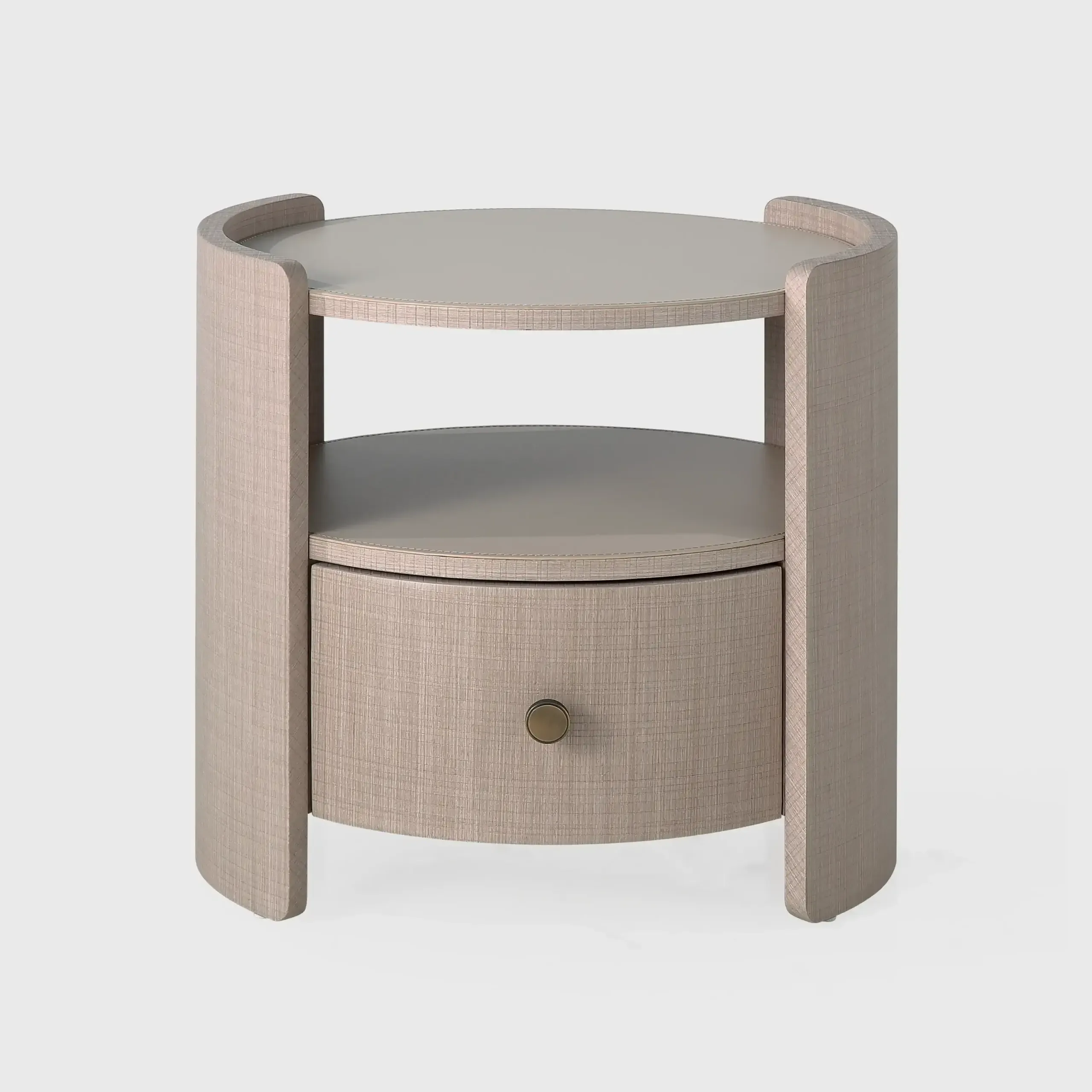 Jason Round Nightstand, Bentley Leather finish