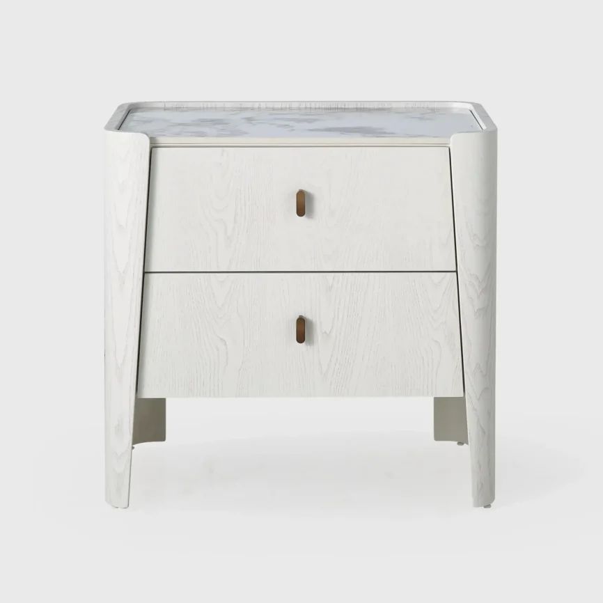 Kelly 2 Drawer Bedside Large White Ash, White Ash finish