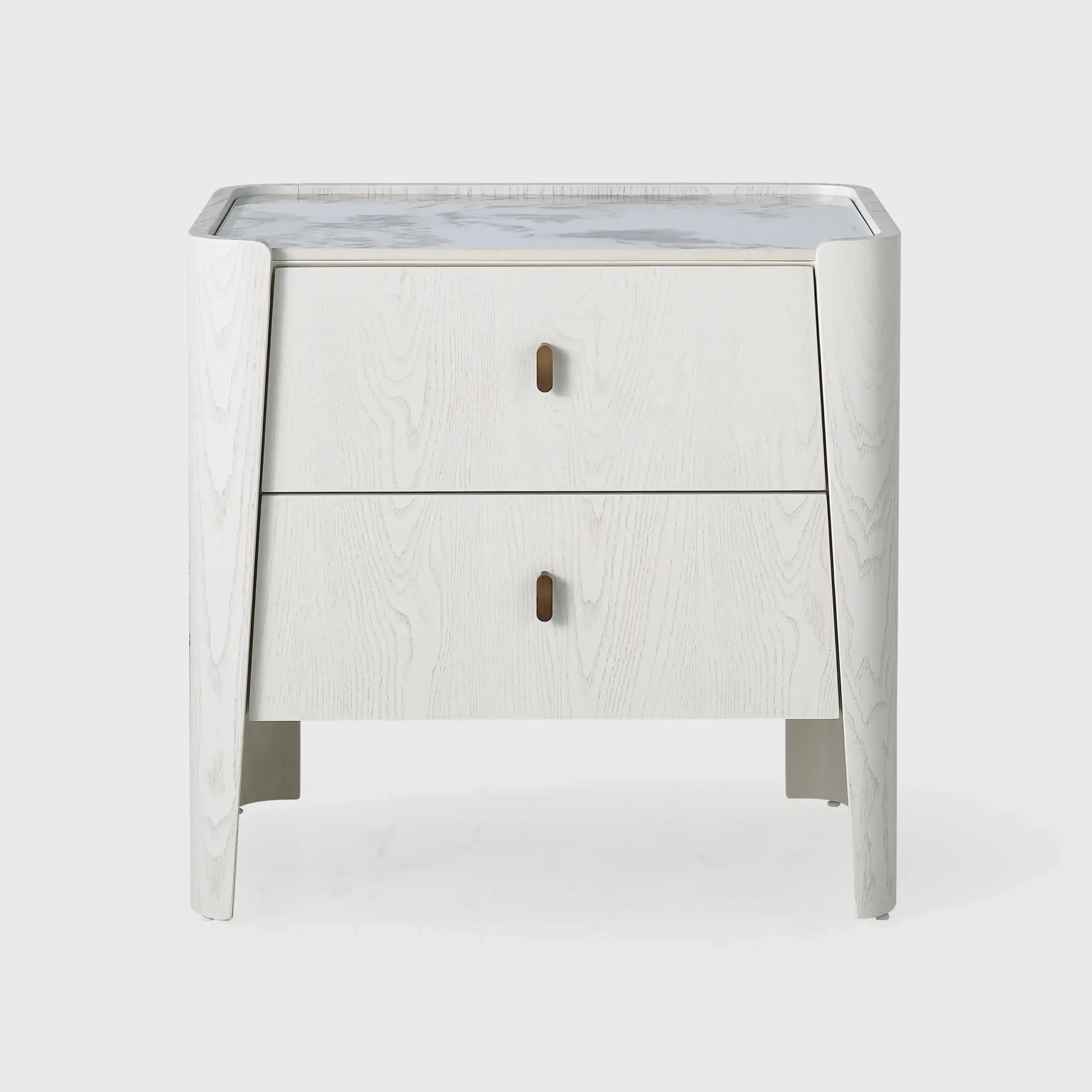 Kelly 2 Drawer Bedside Large White Ash, White Ash finish