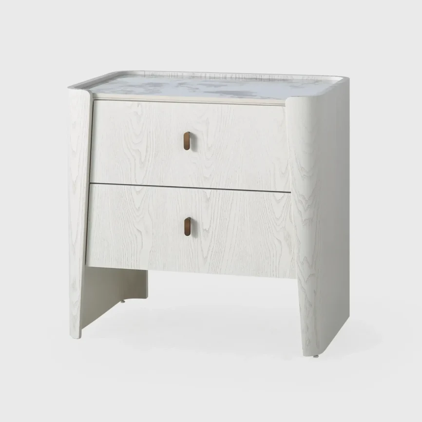 Kelly 2 Drawer Bedside Large White Ash, 65×45×65 cm