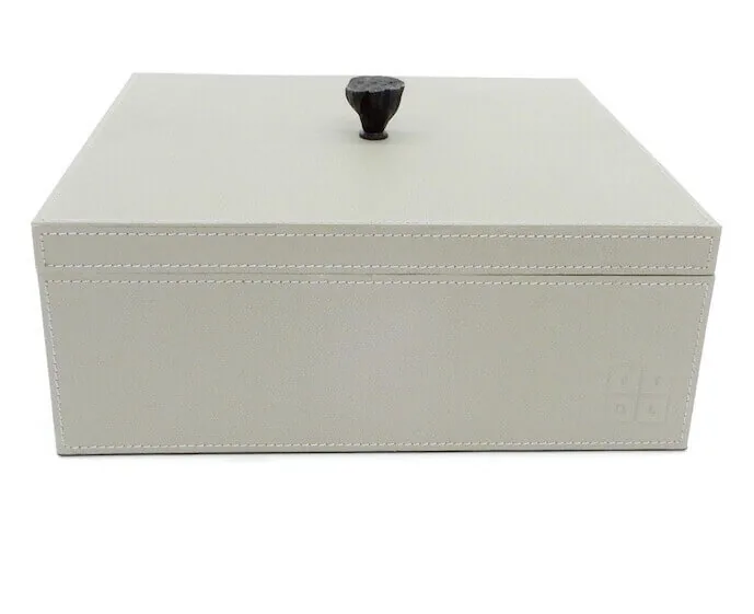 Leather Box French Grey, 30×30×9 cm