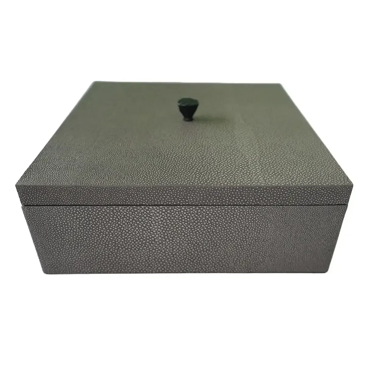 Leather Box Grey Shagreen Leather, French Grey Leather finish