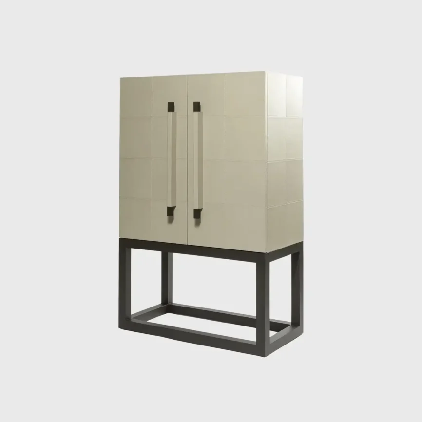 Linea Nera Armoire French Grey Leather, French Grey Leather finish