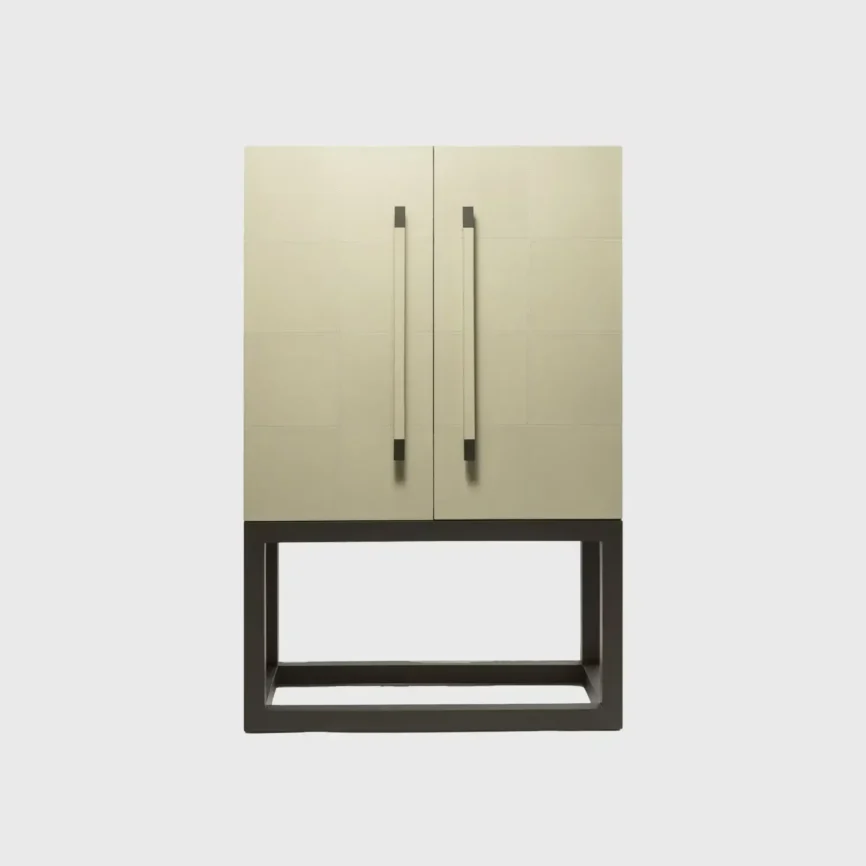 Linea Nera Armoire French Grey Leather, 90×40×141 cm