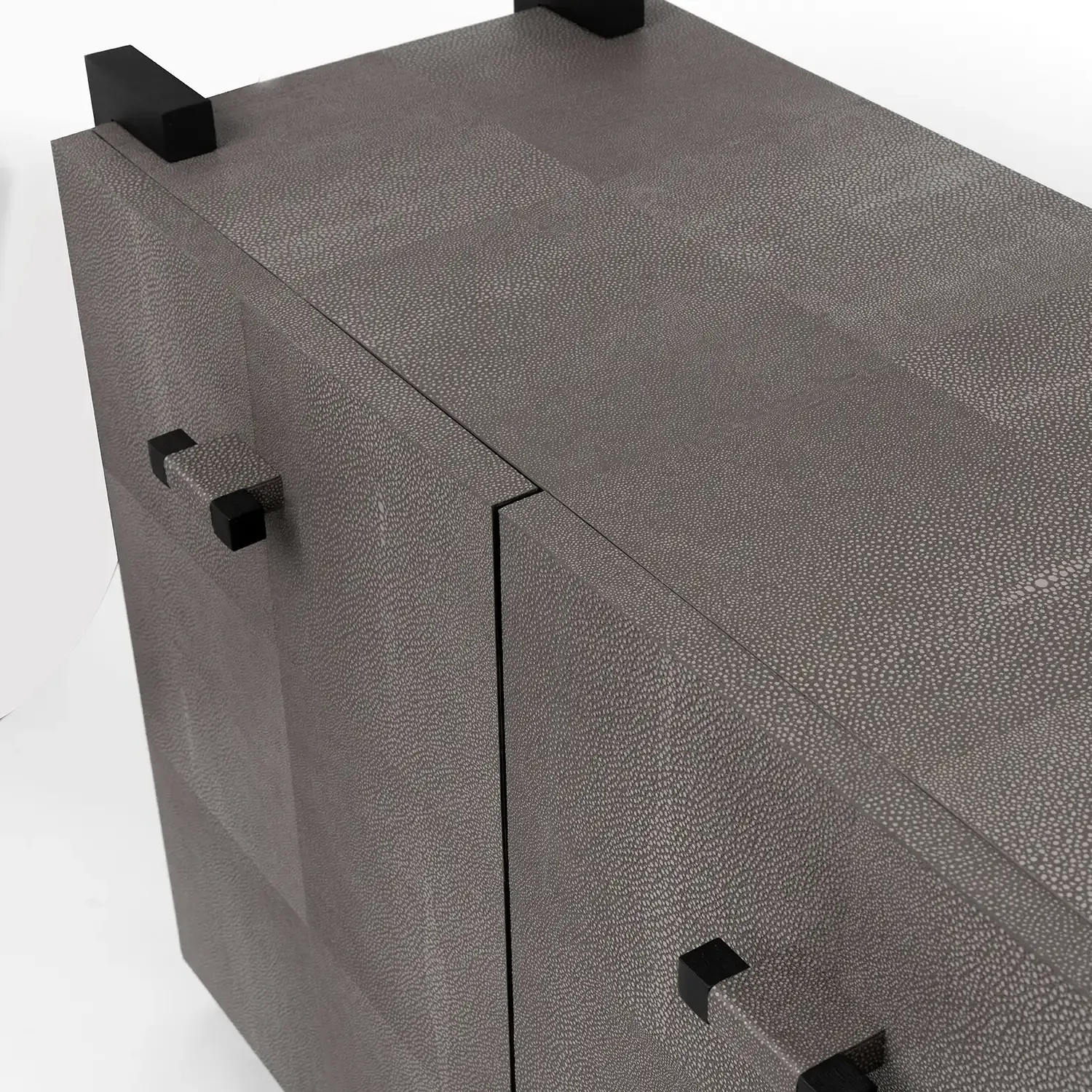 Linea Nera Cabinet Grey Shagreen Leather — The Linea Nera Cabinet Grey Shagreen Leather , adorned in exquisite Grey…