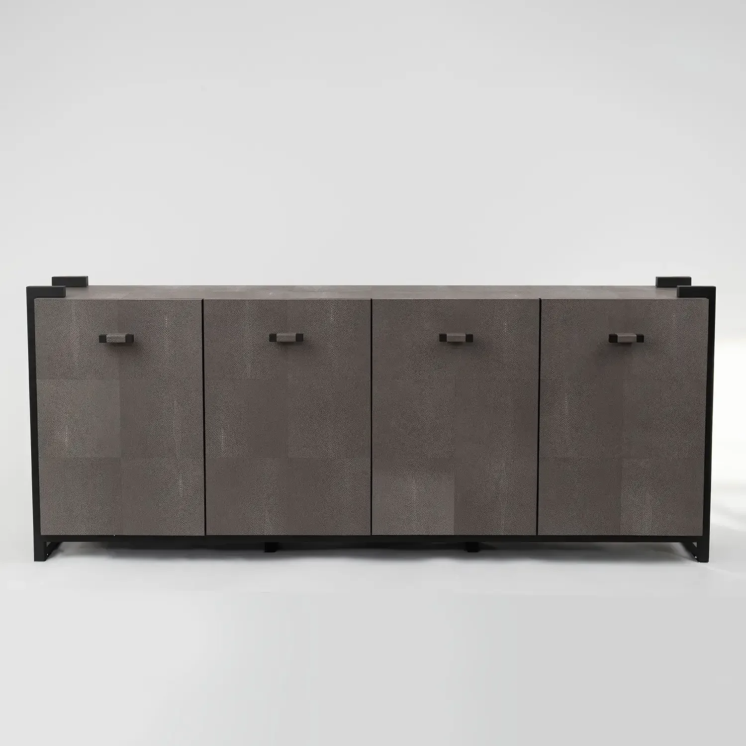 Linea Nera Cabinet Grey Shagreen Leather, Grey Shagreen Leather finish