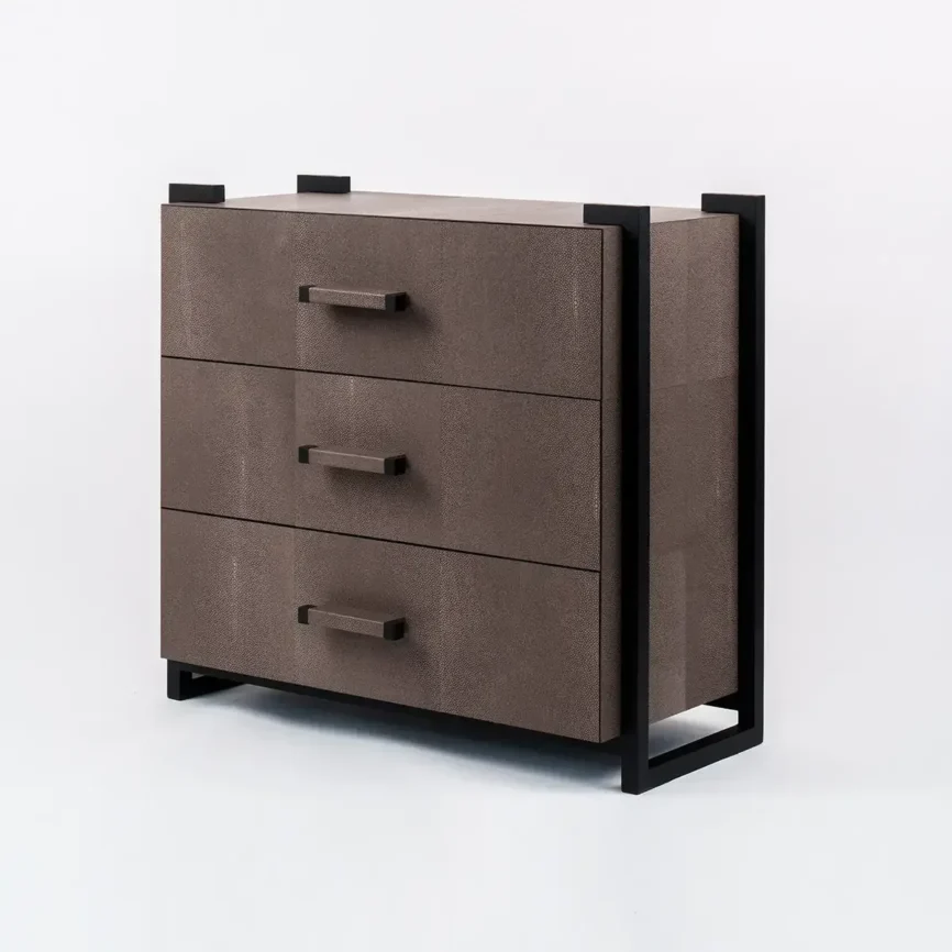 Linea Nera Chest Grey Shagreen Leather, 94×46×87 cm
