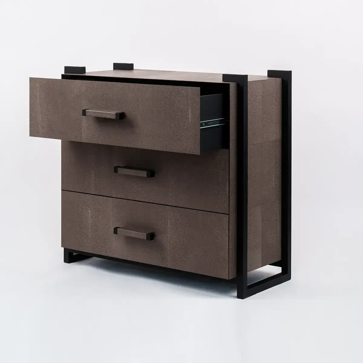 Linea Nera Chest Grey Shagreen Leather — chest of drawer