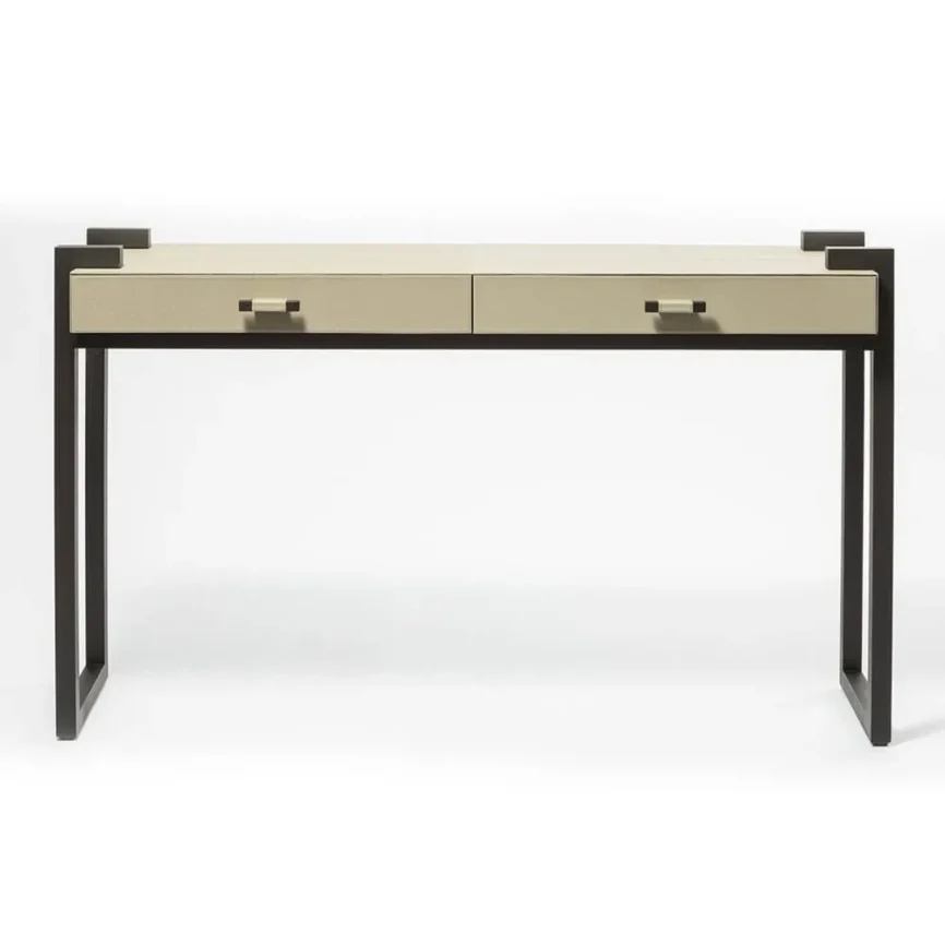 Linea Nera Console French Grey Leather, French Grey Leather finish
