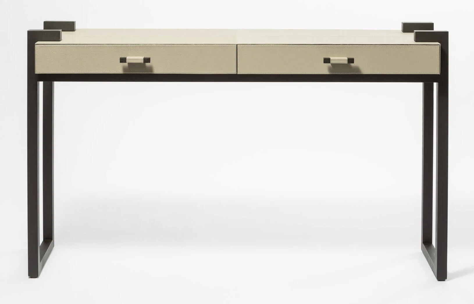 Linea Nera Console French Grey Leather, 127×40×75 cm