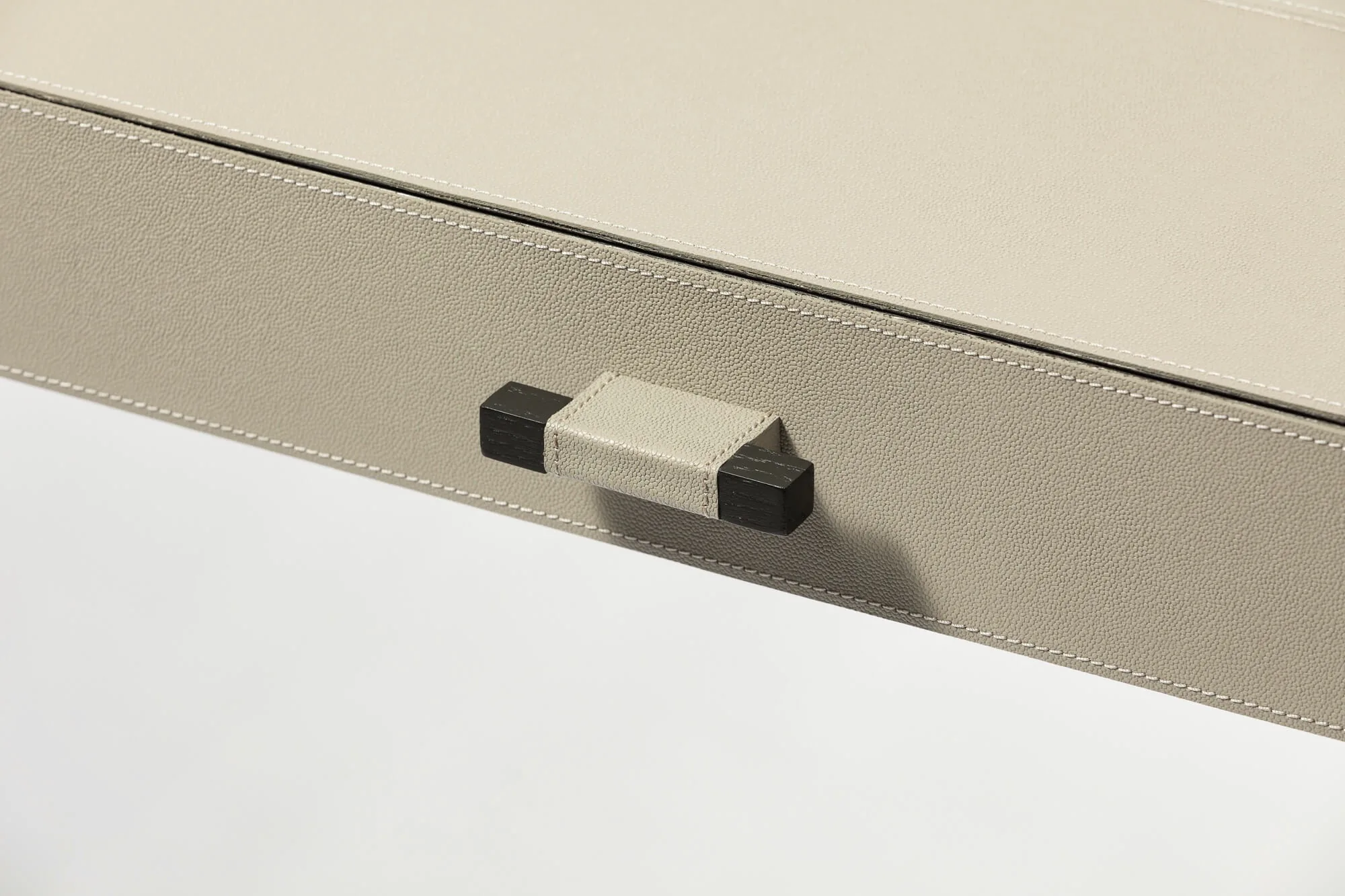 Linea Nera Console French Grey Leather — The Linea Nera console French grey leather, as shown in this leather offers a…
