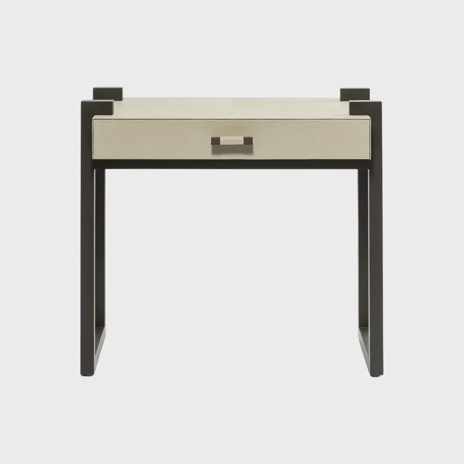 Linea Nera Side Table French Grey Leather, French Grey Leather finish