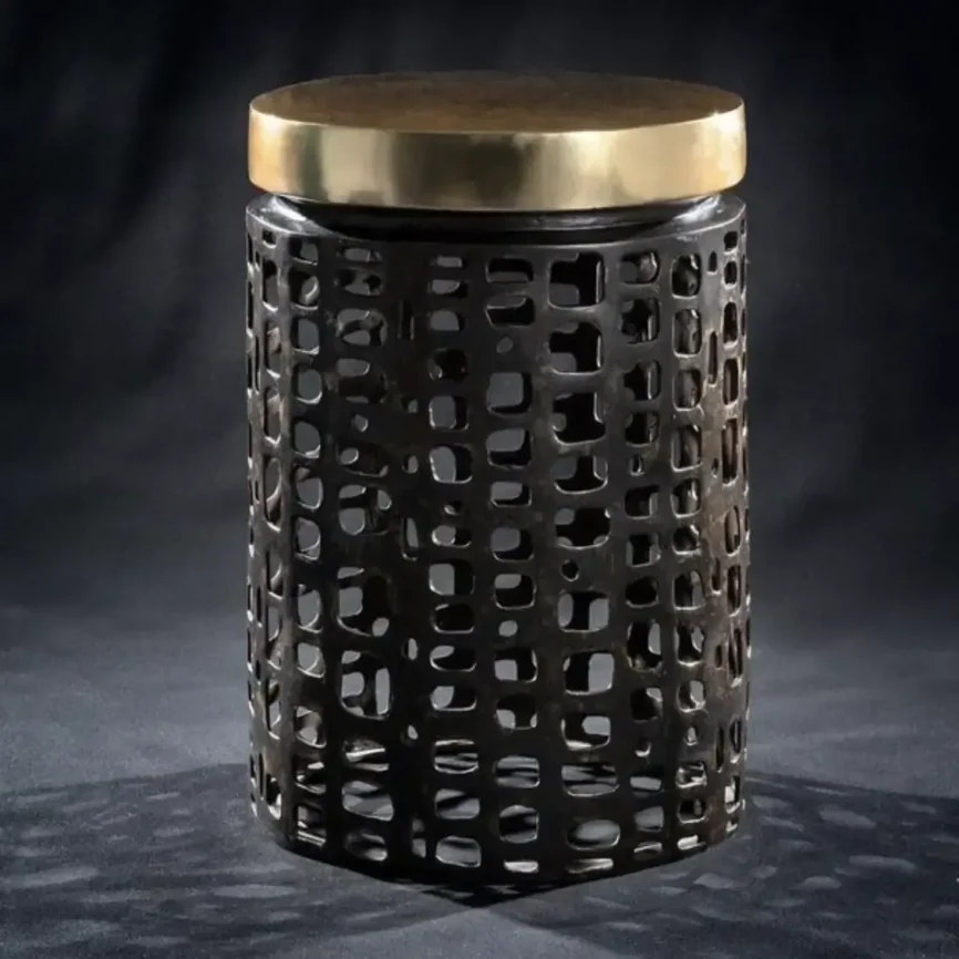 Mosaic Bronze Stool, 33×33×46 cm