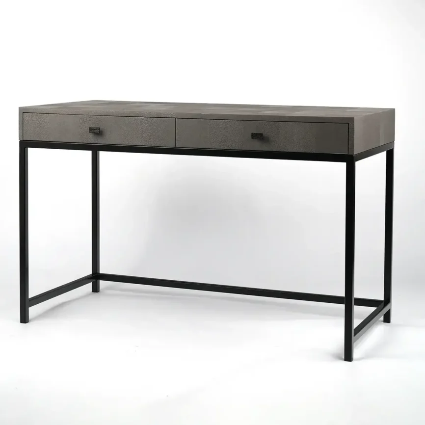 Mr Barnes Desk Grey Shagreen Leather, 120×55×76 cm