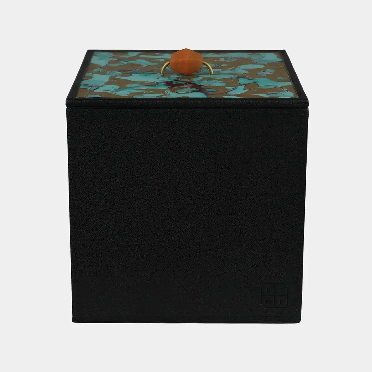 Pagoda Amber Leather box, Carbon Linen Leather finish