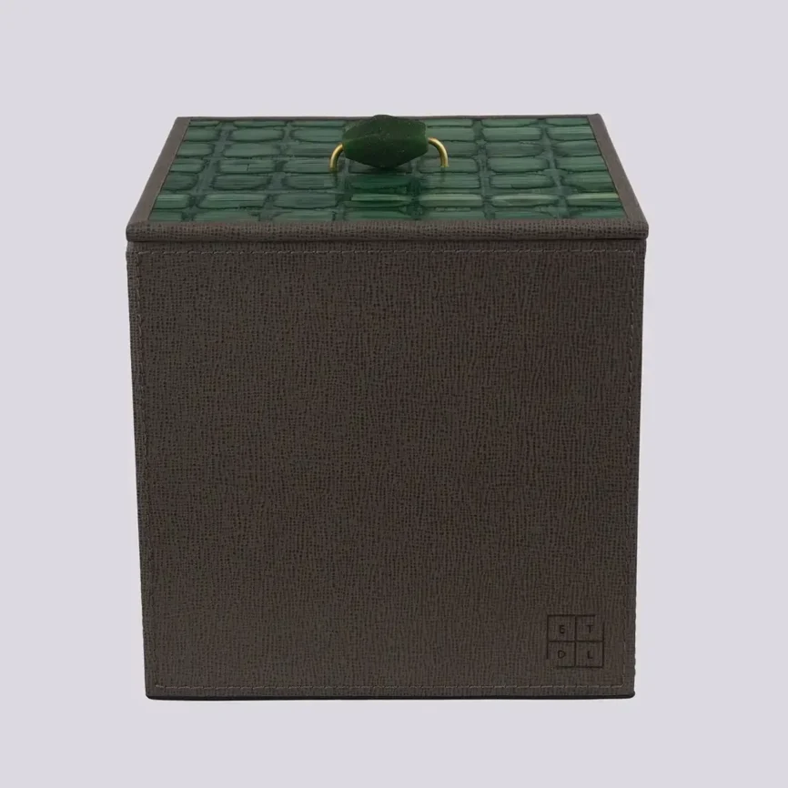 Pagoda Jade Leather Box, Valen Leather finish