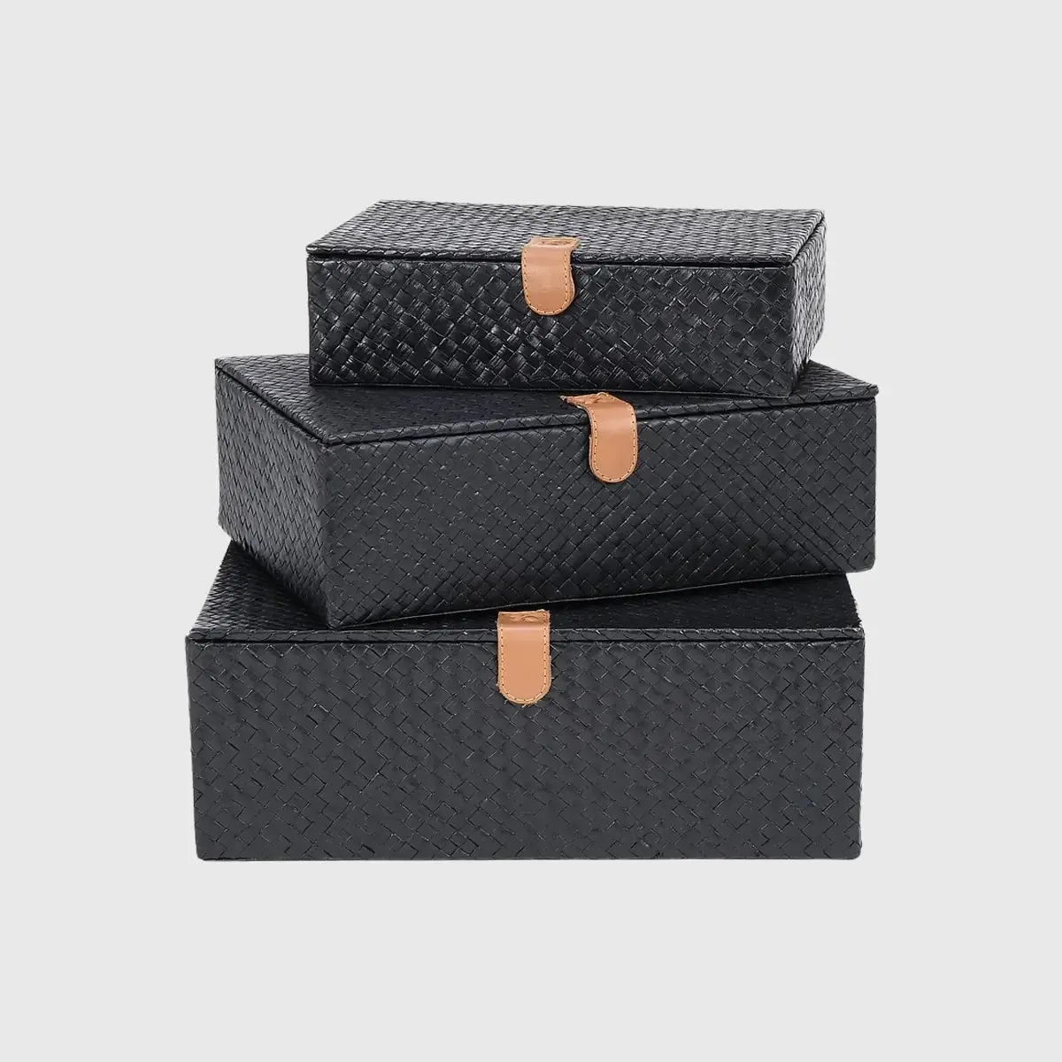 Palm Black Set of 3 Boxes — decorative boxe