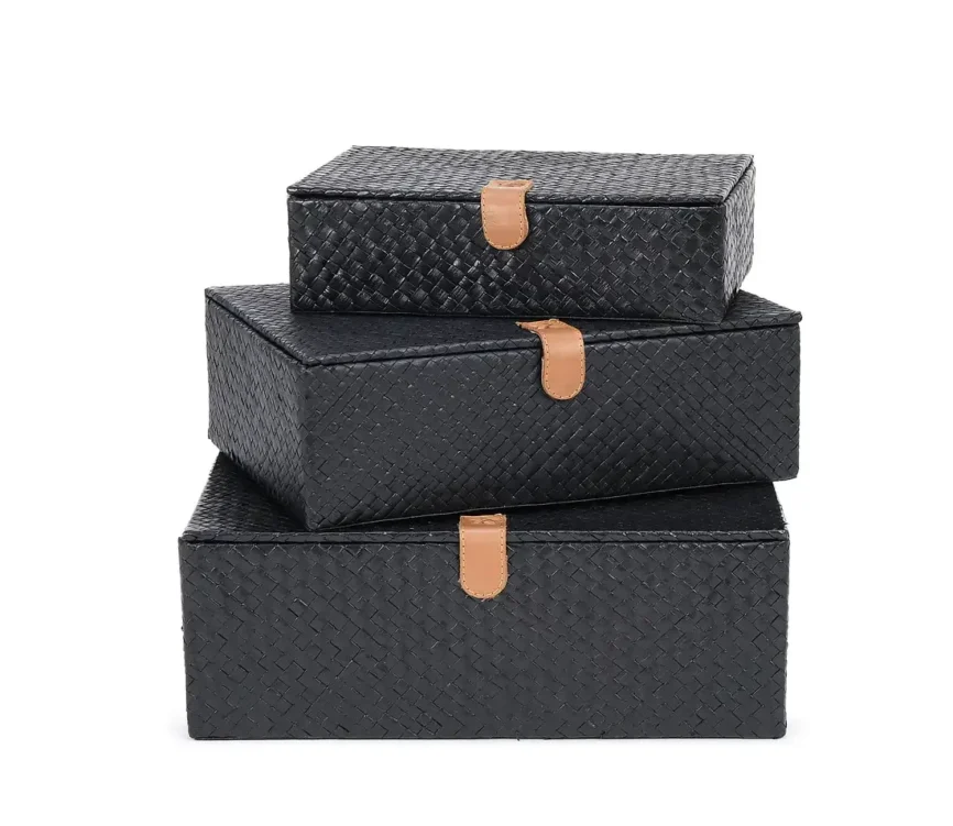 Palm Black Set of 3 Boxes — P art of our Everyday Chic Collection, this coordinated set is the perfect solution for keeping…