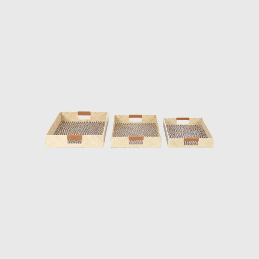 Palm Trays Zig Zag — decorative leather tray