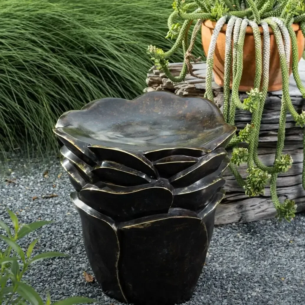 Palm Tree Bronze Side Table, Bronze Nera finish