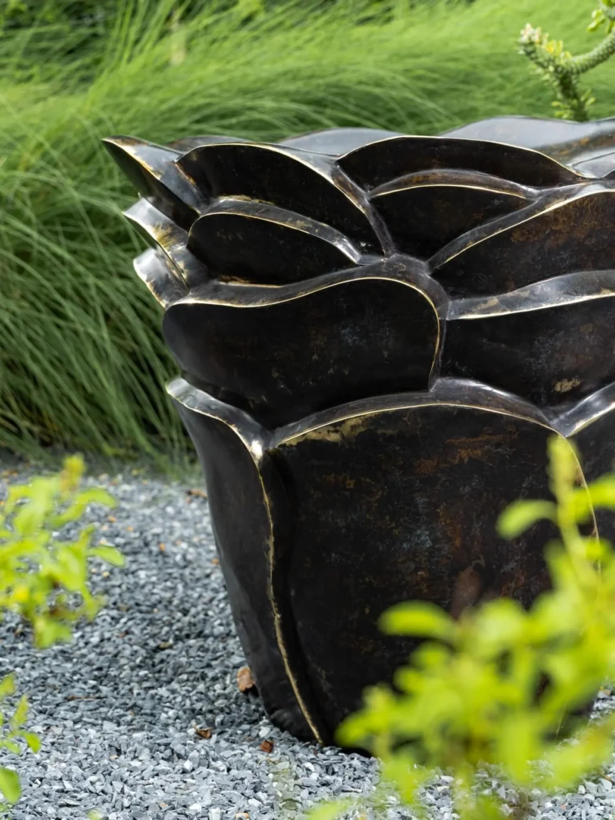 Palm Tree Bronze Side Table, 56×56×56 cm