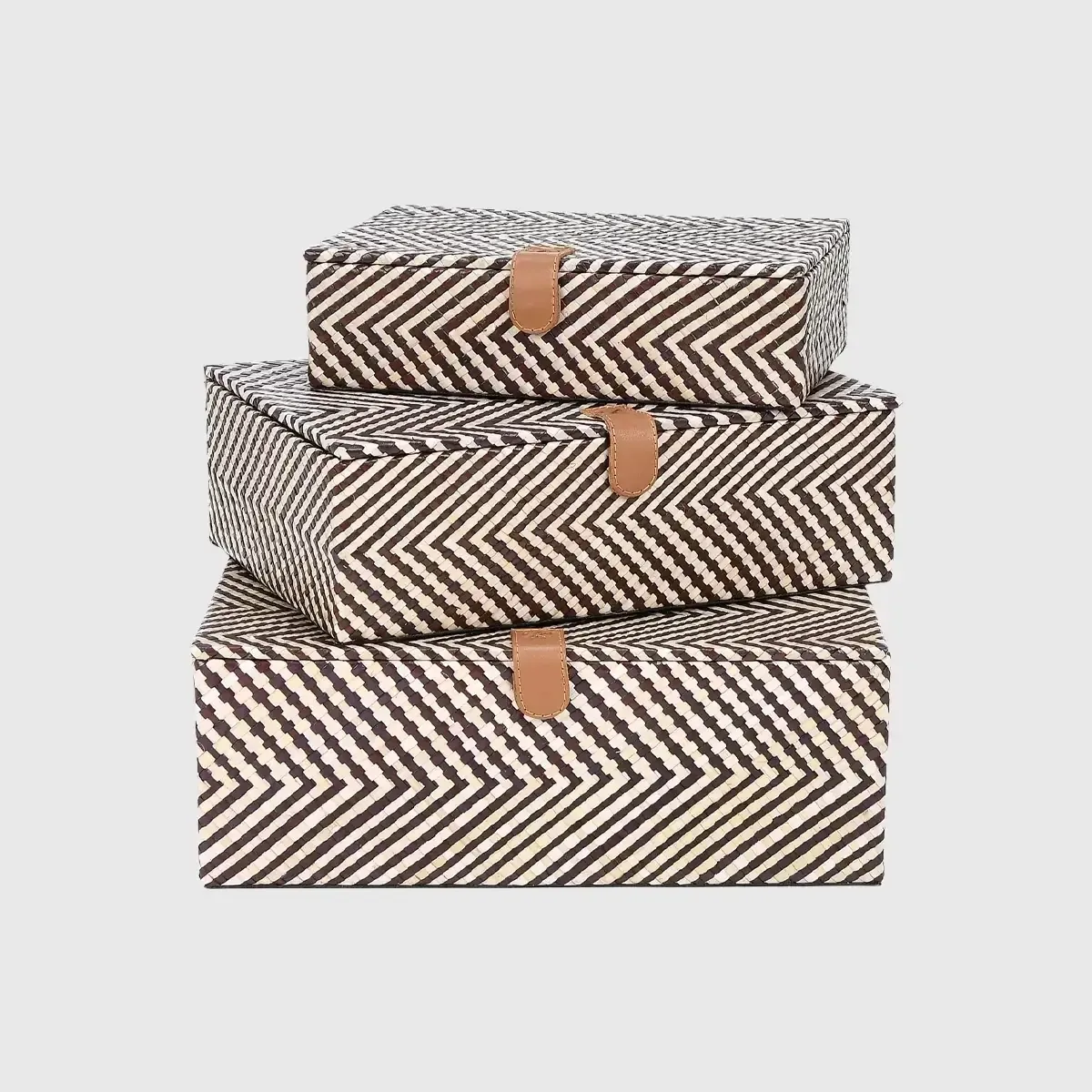 Palm Zig Zag Set of 3 boxes — decorative boxe