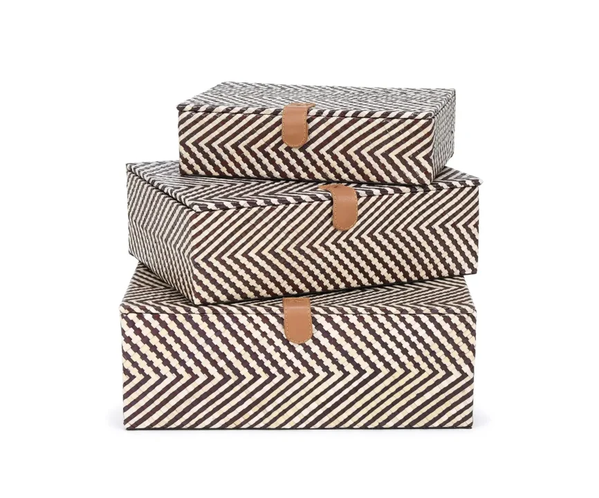 Palm Zig Zag Set of 3 boxes — Introduce refined organisation into your home with the Palm Zig Zag Set of 3 Boxes , a…