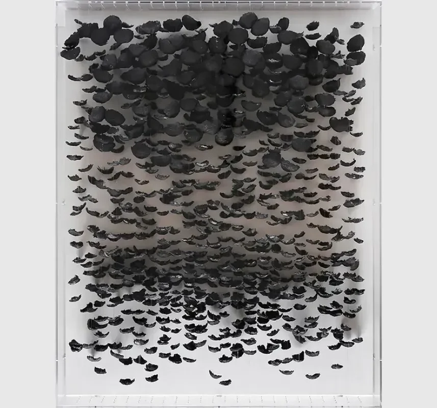 Paper Petal Black 3D art, 85×12×105 cm