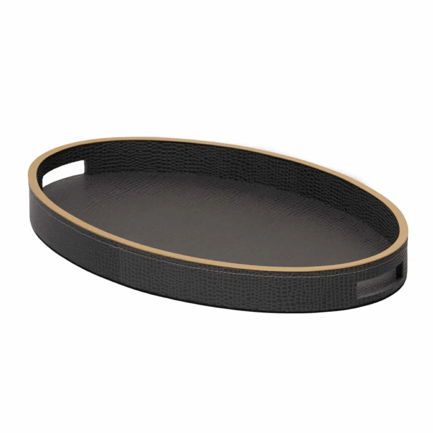 Paragon Oval Tray Komodo Leather, Komodo Leather finish