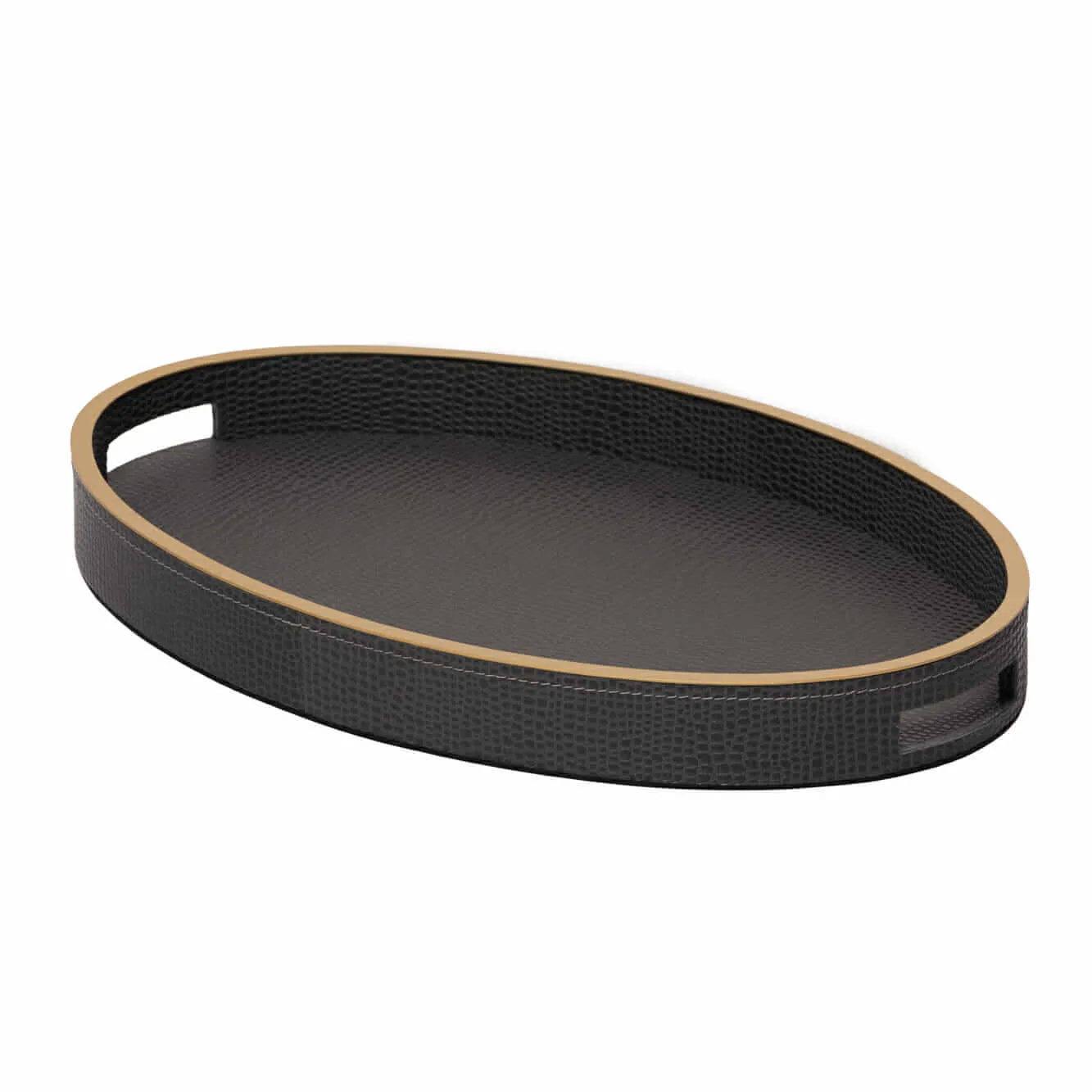 Paragon Oval Tray Komodo Leather, Komodo Leather finish