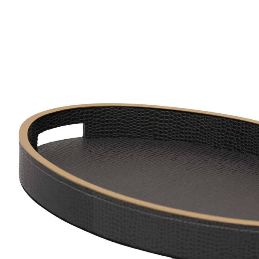 Paragon Oval Tray Komodo Leather, 32×50×5 cm