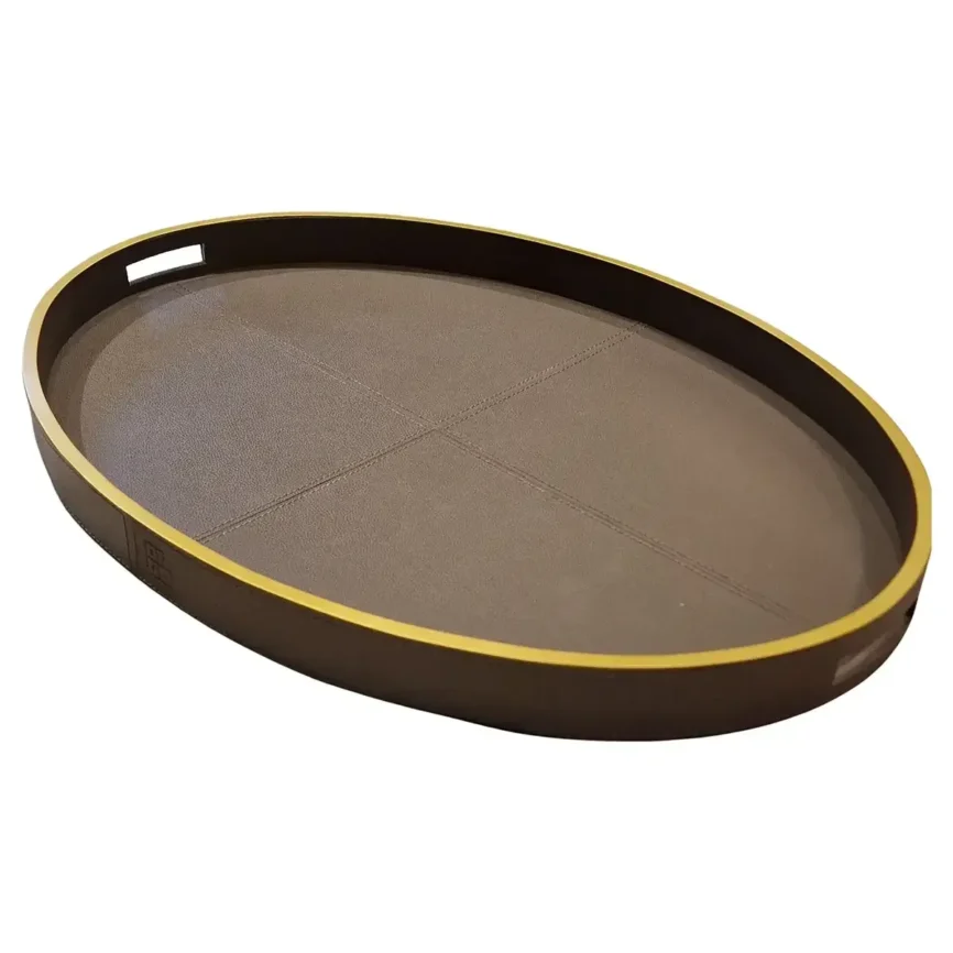 Paragon Oval Tray Putty Leather, Putty Leather finish
