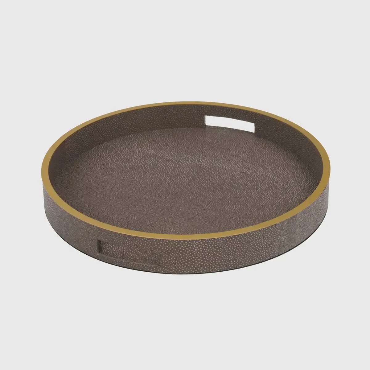 Paragon Round Tray Grey Shagreen Leather, Grey Shagreen Leather finish