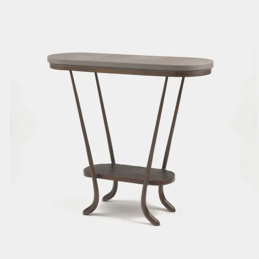 Paris Console Antique Bronze and Leather, Antique Bronze finish