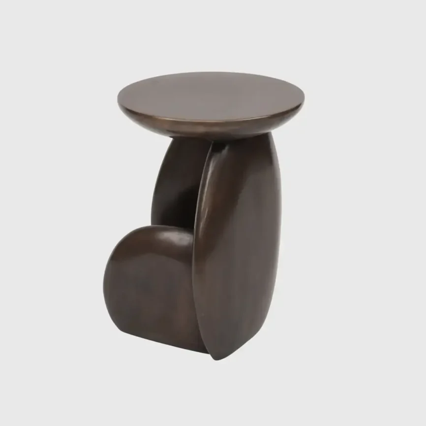 Pebble bronze side table, 39×39×50 cm