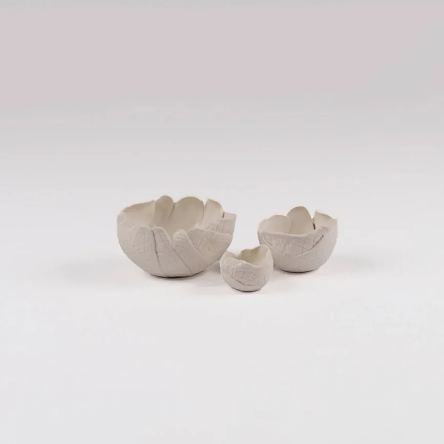 Porcelain Flower Bowls Set — Crafted exclusively for us by a gifted artist nestled in the serene landscapes of Devon, each…