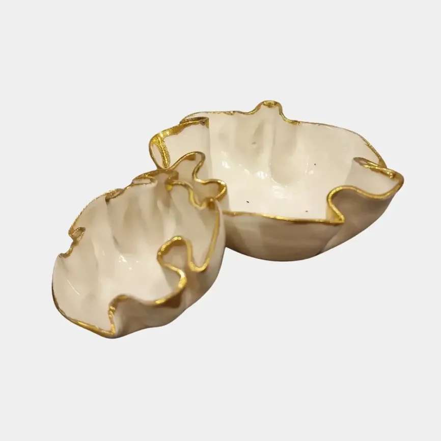 Porcelain Fluted Bowls set of 2 — decorative ceramic & porcelain