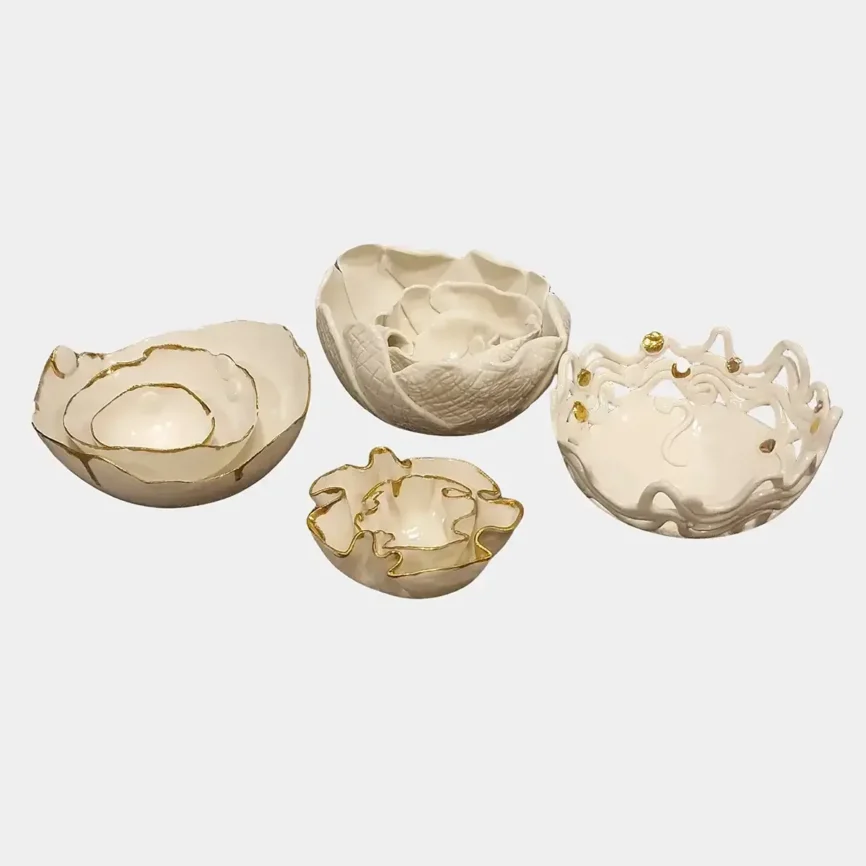 Porcelain Fluted Bowls set of 2 — Each bowl is meticulously formed from porcelain, renowned for its durability and…