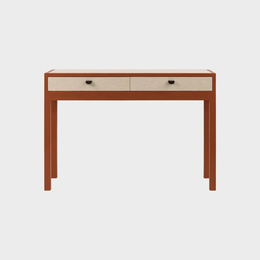 Ralf Console Leather and Jute, Natural Plain Jute finish