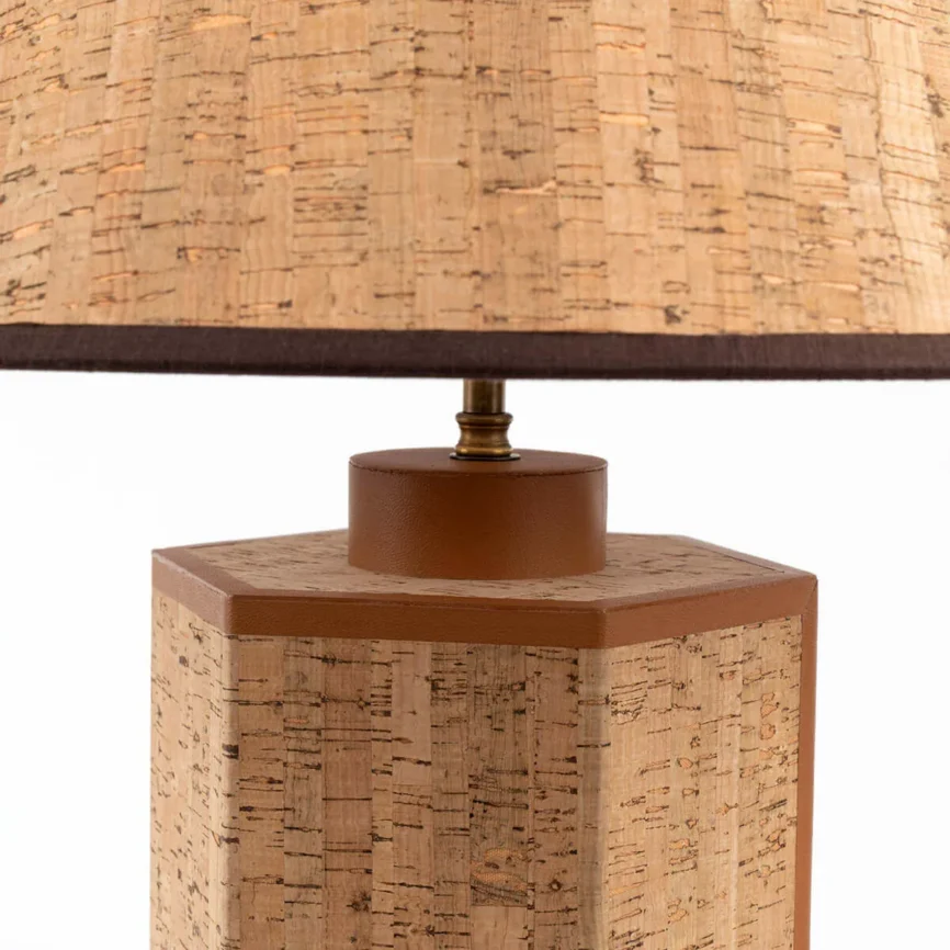 Ralf Hexagonal Lamp Leather and Cork — lighting