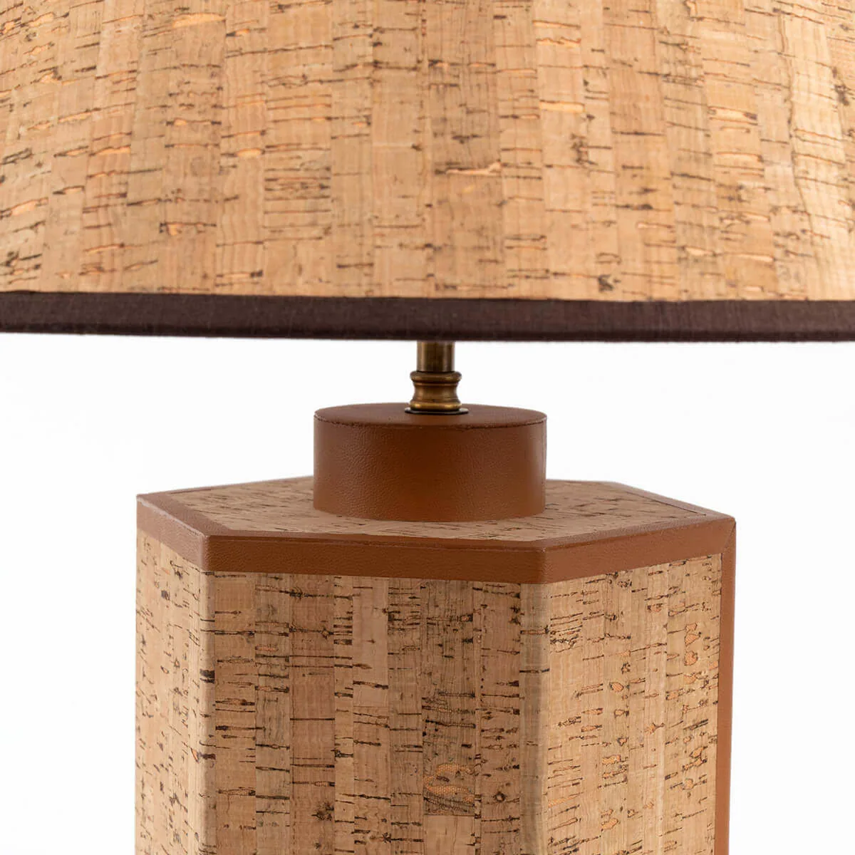 Ralf Hexagonal Lamp Leather and Cork — lighting