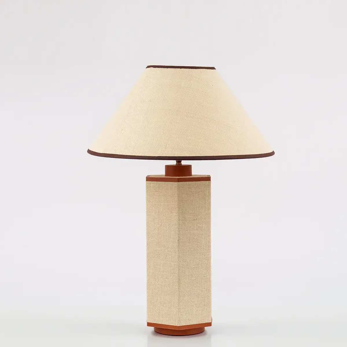 Ralf Hexagonal Lamp Leather and Jute — Using our designer lamps in an interior will provide a layer of luxury and interest.