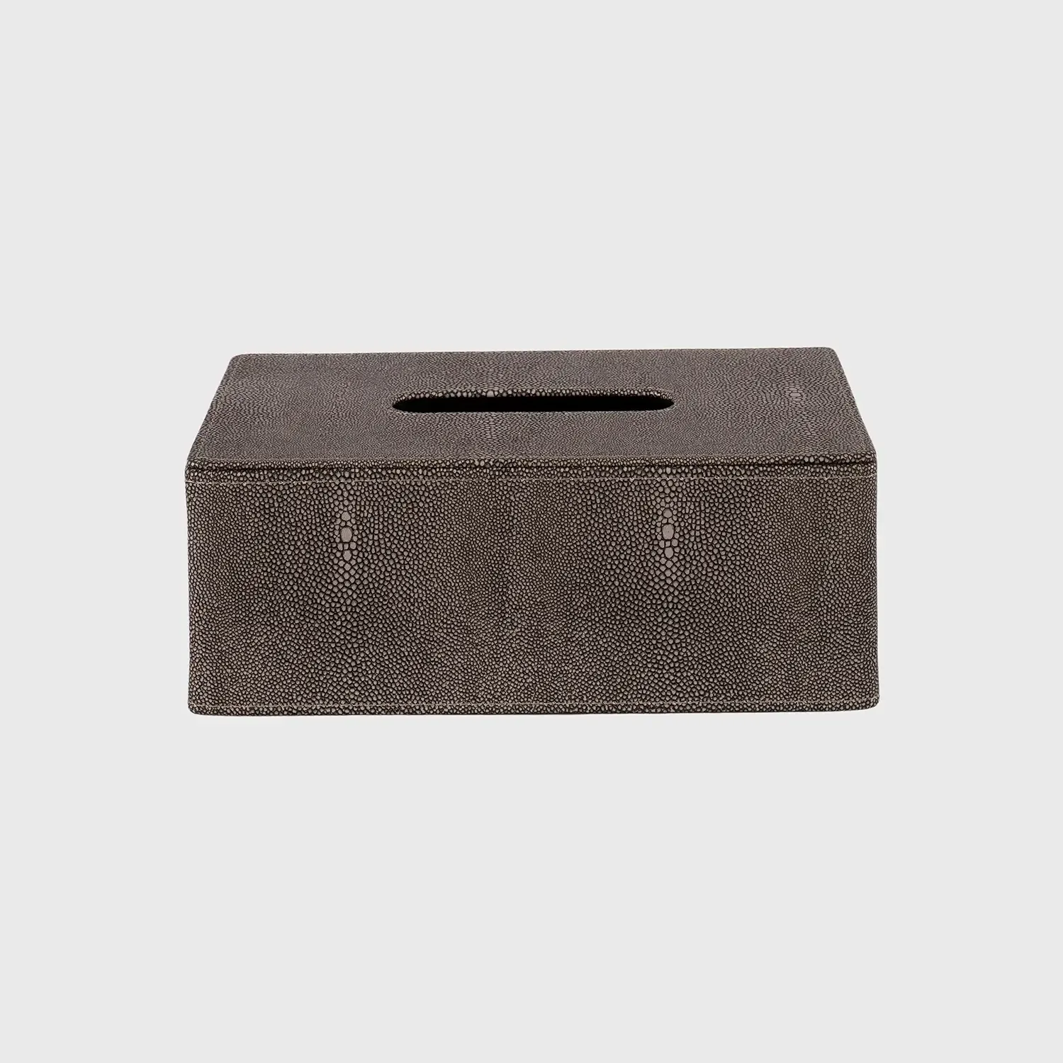 Rectangular Tissue Box Dark Faux Shagreen Leather, Faux Dark Shagreen Leather finish