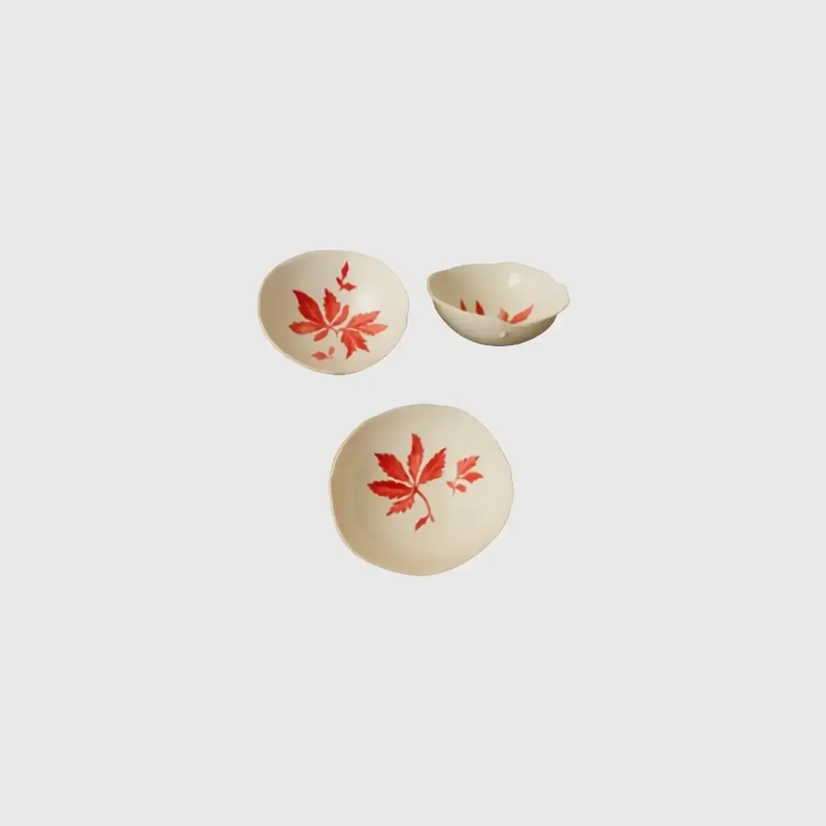 Red Leaf Porcelain Bowl, 13×13×4 cm