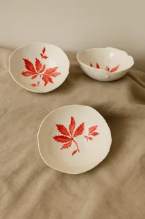 Red Leaf Porcelain Bowl — decorative ceramic & porcelain