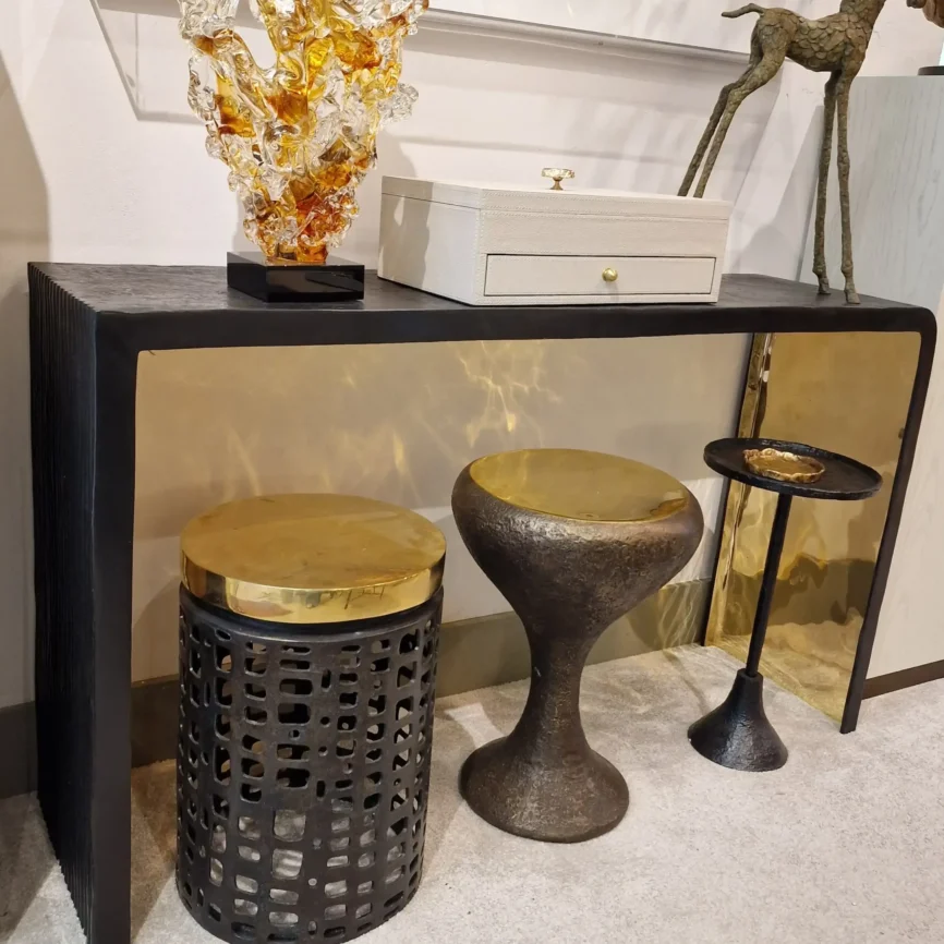 Ribbed Bronze Console, 130×36×75 cm