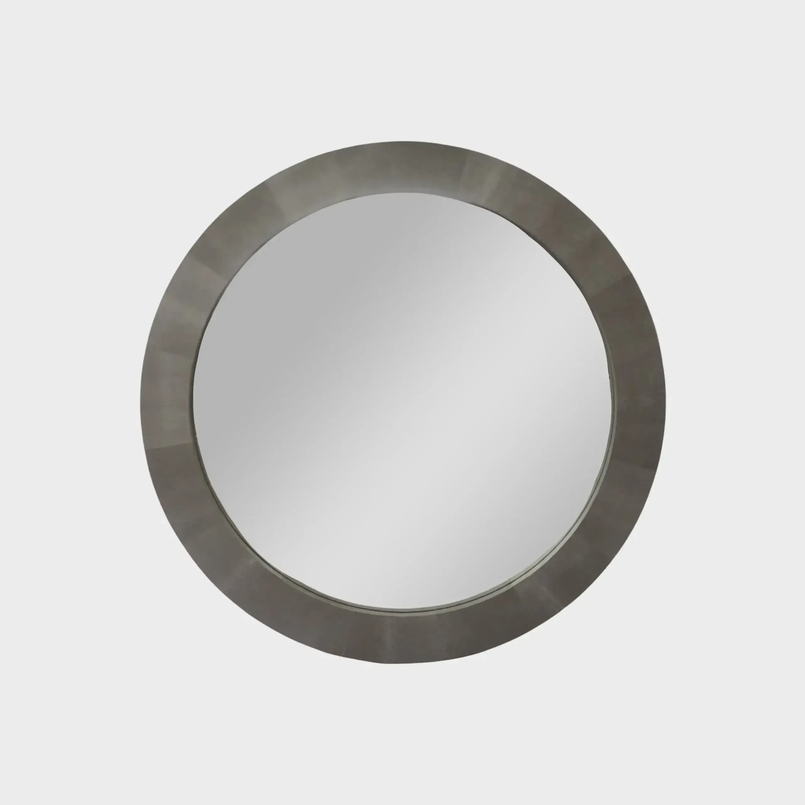 Round Mirror Grey Shagreen Leather, Grey Shagreen Leather finish