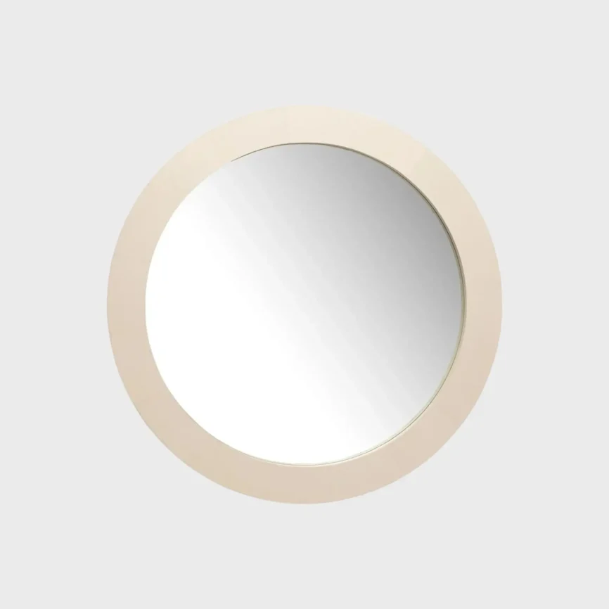 Round Mirror Pumice Leather, Pumice Leather finish